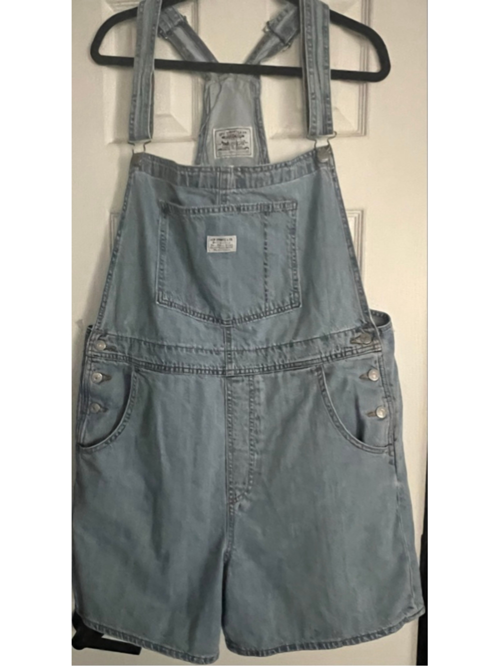 Women's vintage Levi's Light Blue Denim Short Overalls XL